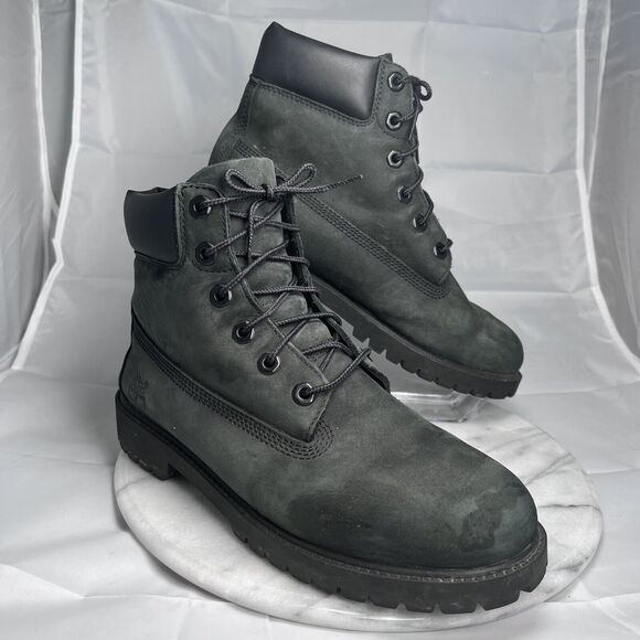 Timberland Boots Boys Junior Size 6 Premium NuBuck Leather Gree - Picture 2 of 10